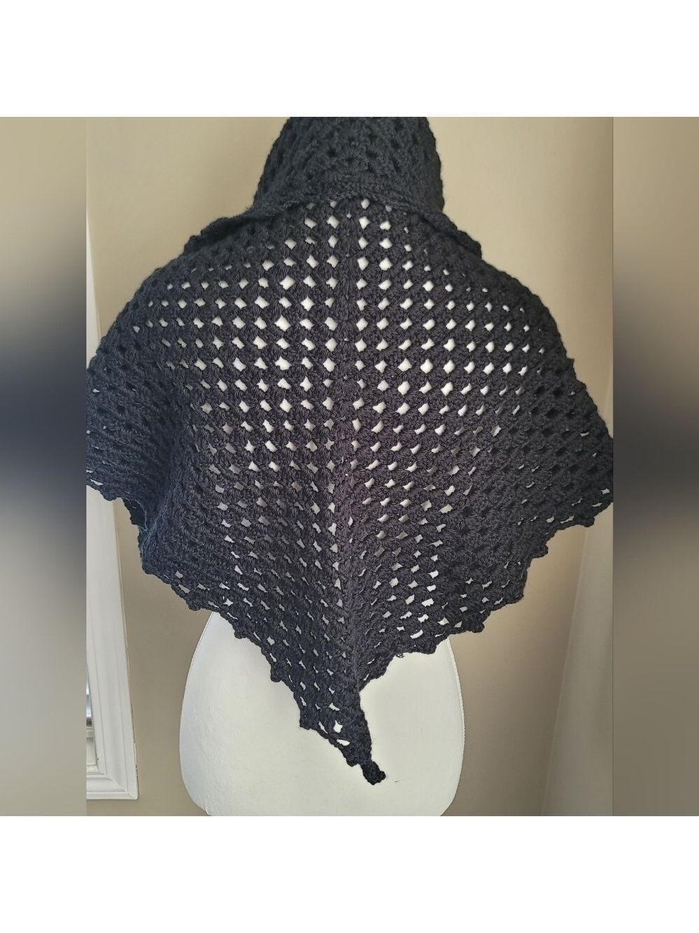 Black Triangle Scarf Handmade Knitted Scarf #1067